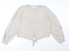 H&M Womens Grey Polyester Basic Blouse Size S Round Neck