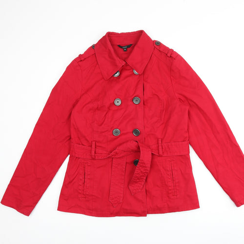 Marks and Spencer Womens Red Pea Coat Coat Size 14 Button