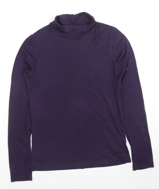 Uniqlo Womens Purple Cotton Basic T-Shirt Size XS Roll Neck