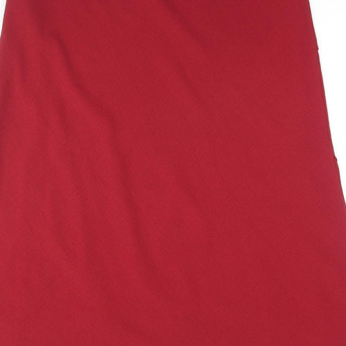 Marks and Spencer Womens Red Polyester A-Line Skirt Size 18
