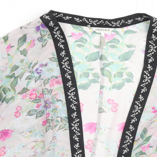 Marks and Spencer Womens Multicoloured Floral Polyester Kimono Blouse Size 16 V-Neck - Beach Cover-Up