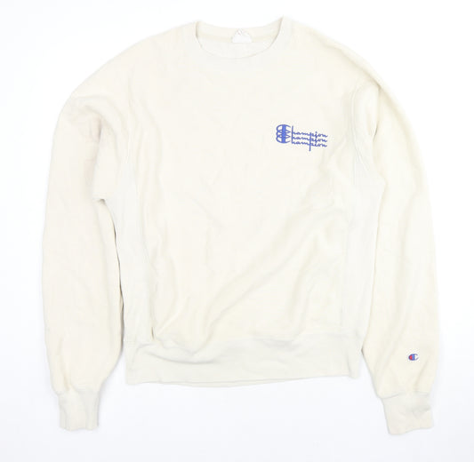 Champion Mens Beige Cotton Pullover Sweatshirt Size S - Logo