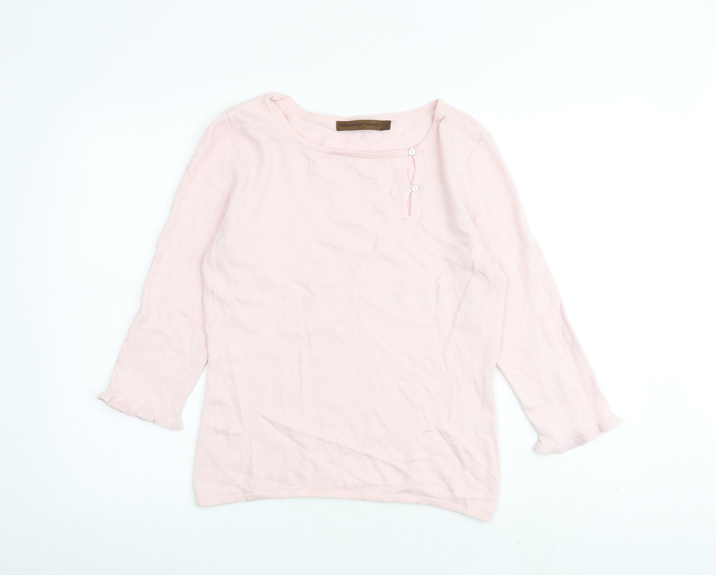 Fenn Wright Manson Womens Pink Round Neck Cotton Pullover Jumper Size L