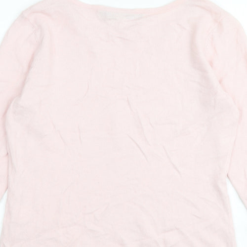 Fenn Wright Manson Womens Pink Round Neck Cotton Pullover Jumper Size L
