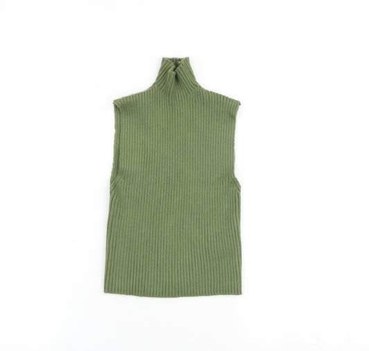 Zara Womens Green High Neck Viscose Pullover Jumper Size S