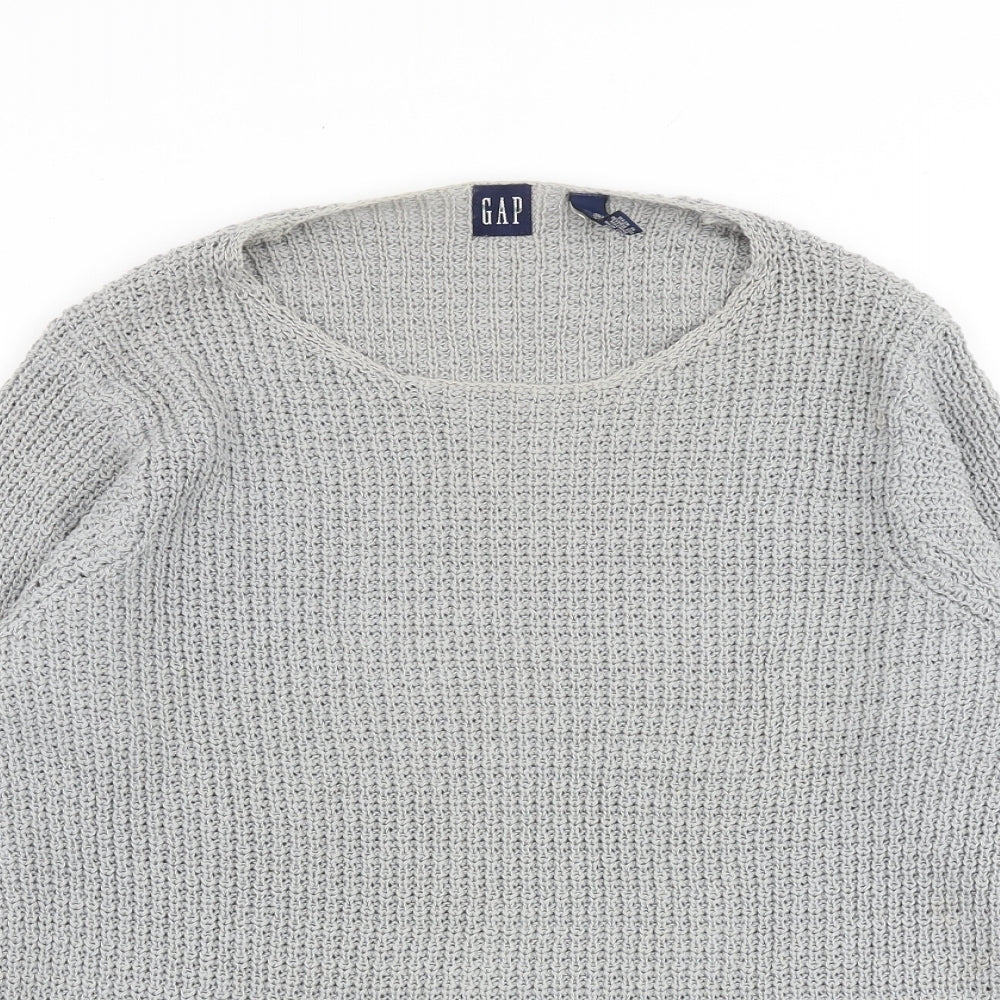 Gap Womens Grey Round Neck 100% Cotton Pullover Jumper Size L