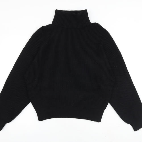 Zara Womens Black Roll Neck Viscose Pullover Jumper Size S