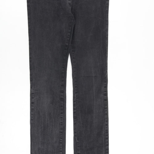 Denim & Co. Womens Grey Cotton Straight Jeans Size 10 L32 in Regular Zip
