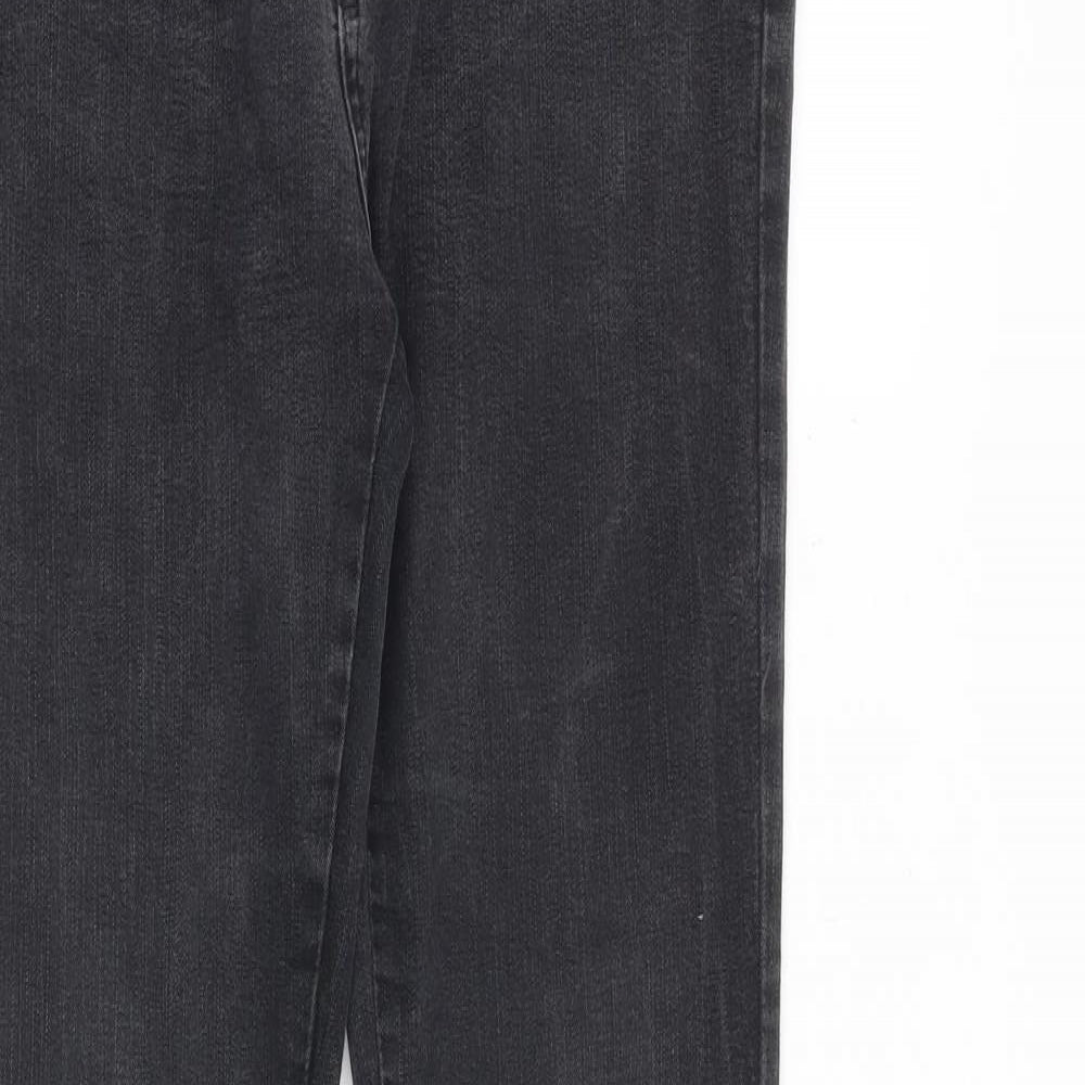 Denim & Co. Womens Grey Cotton Straight Jeans Size 10 L32 in Regular Zip