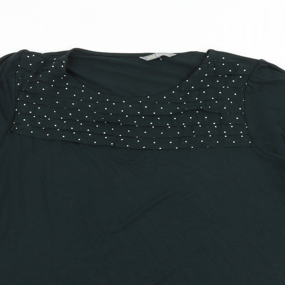 Marks and Spencer Womens Green Viscose Basic T-Shirt Size 20 Round Neck