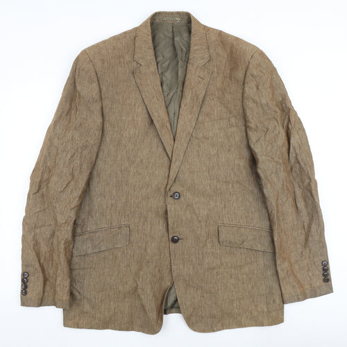 Blazer Mens Brown Linen Jacket Blazer Size 44 Regular