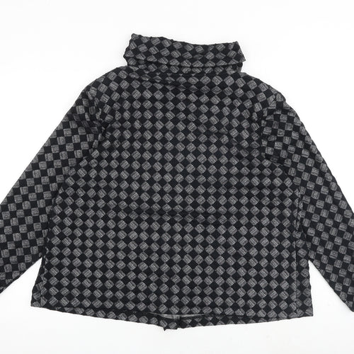 Klass Womens Black Geometric Jacket Coat Size 14 Button