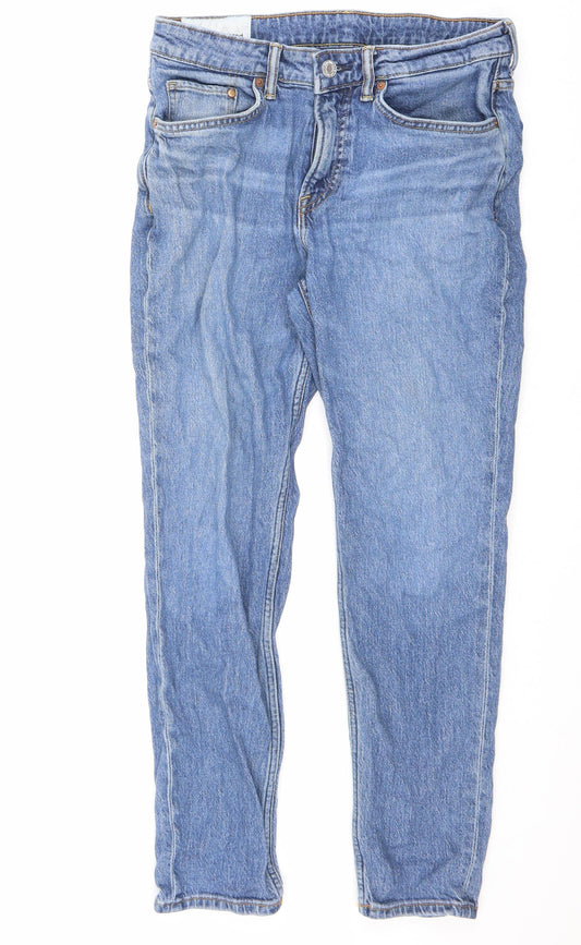 H&M Mens Blue Cotton Tapered Jeans Size 32 in L30 in Regular Zip