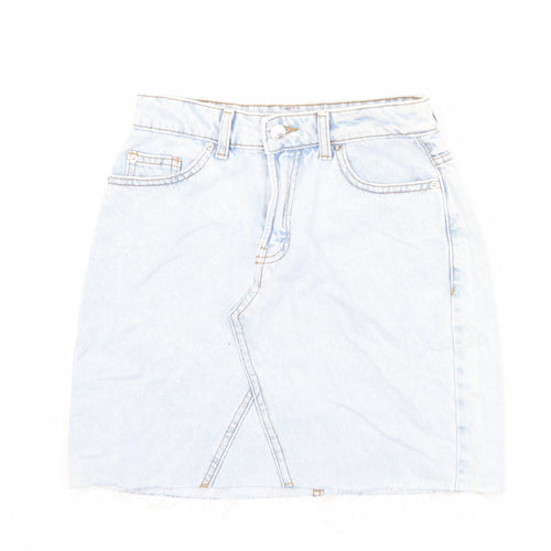 Denim & Co. Womens Blue Cotton Mini Skirt Size 6 Zip