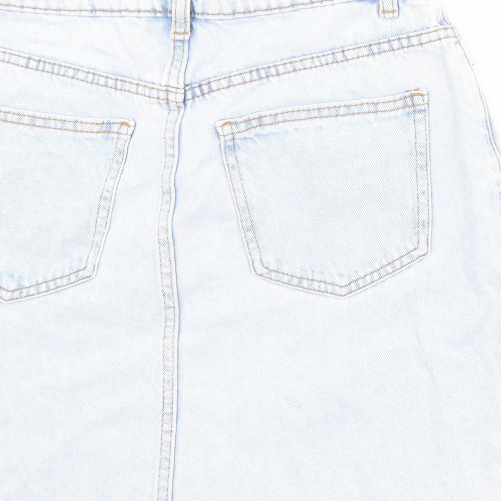 Denim & Co. Womens Blue Cotton Mini Skirt Size 6 Zip