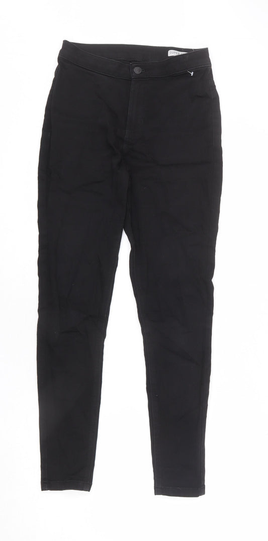 Marks and Spencer Womens Black Cotton Skinny Jeans Size 10 L26 in Regular Zip - Super Skinny