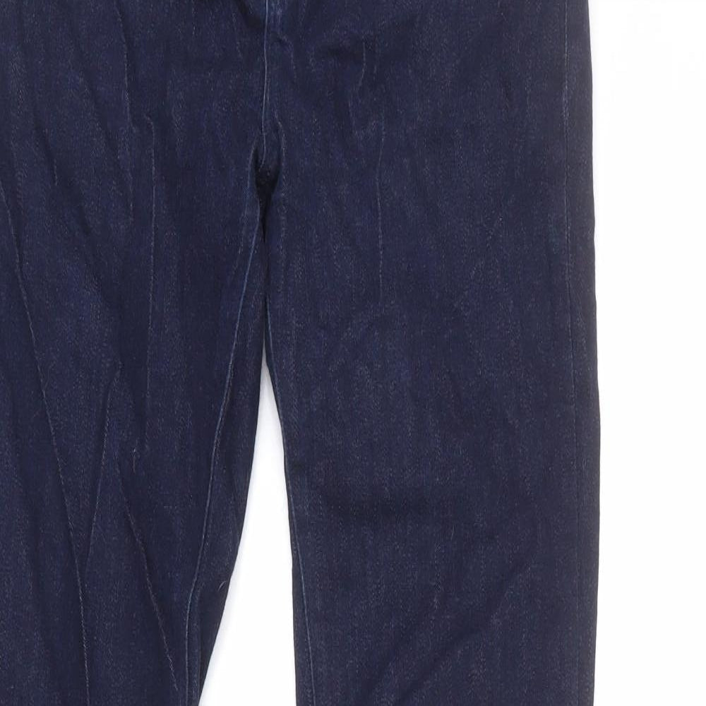 Warehouse Womens Blue Cotton Flared Jeans Size 10 L32 in Regular Zip