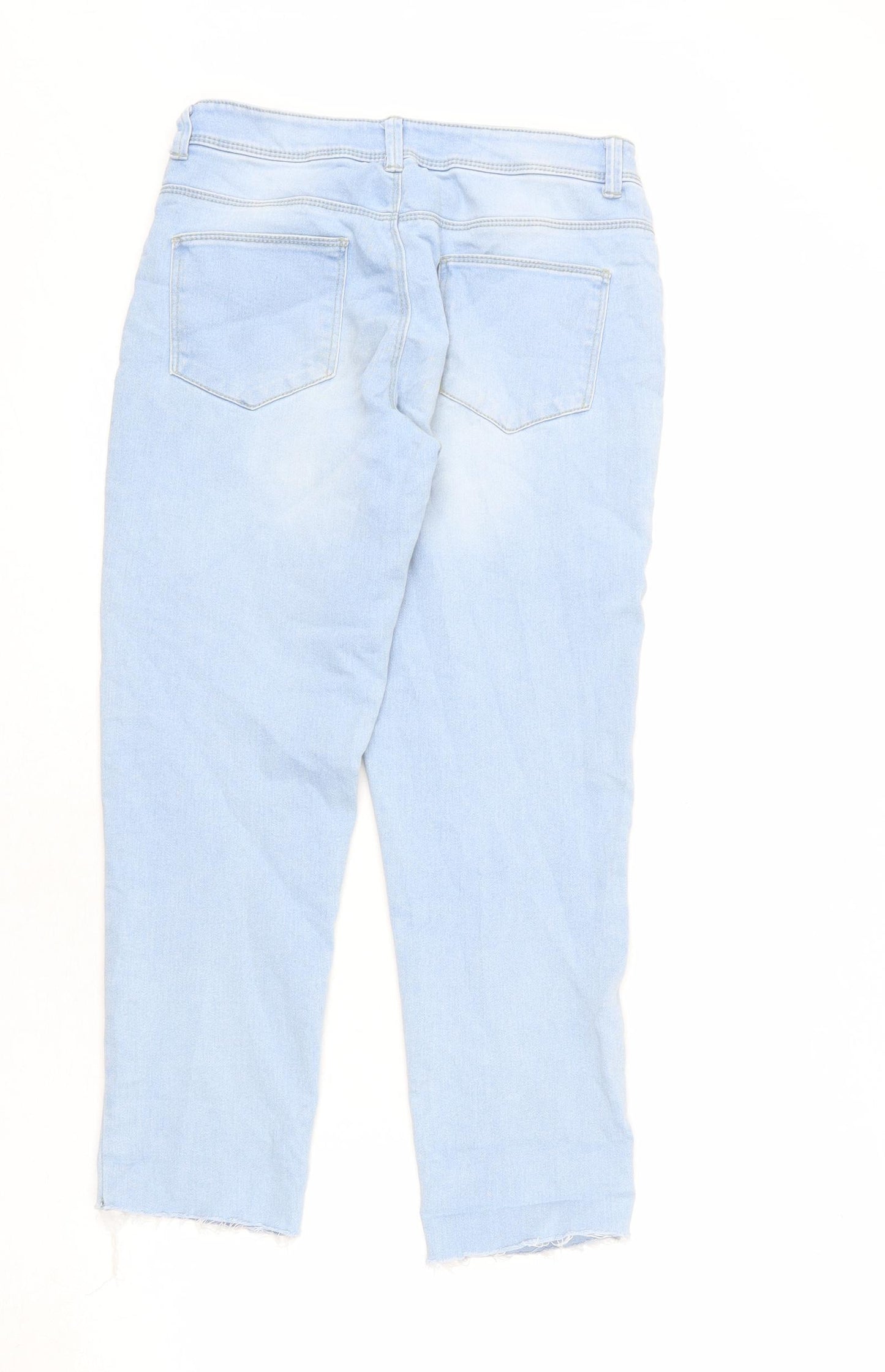 Denim & Co. Womens Blue Cotton Cropped Jeans Size 10 L24 in Regular Zip