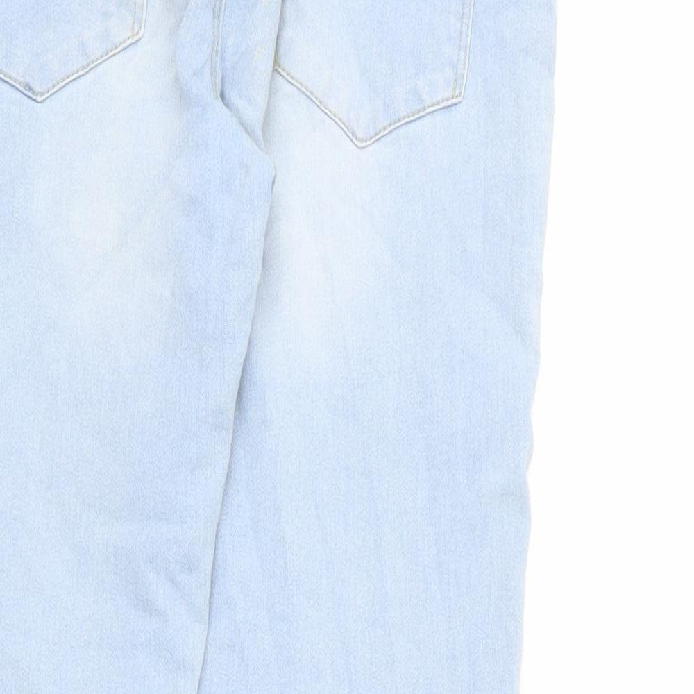 Denim & Co. Womens Blue Cotton Cropped Jeans Size 10 L24 in Regular Zip
