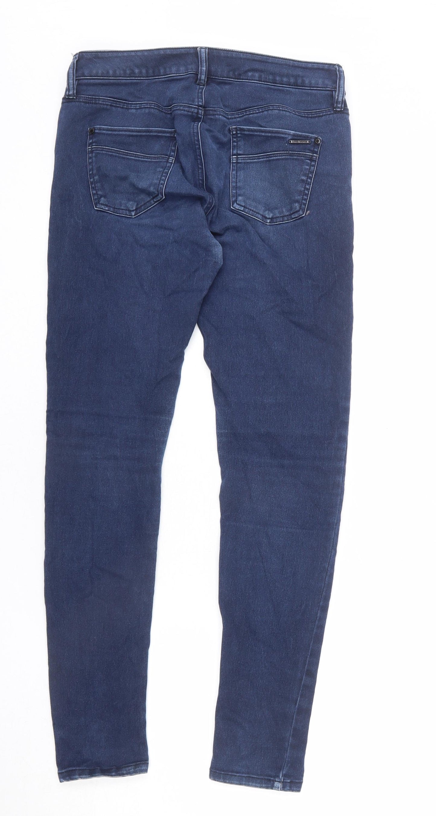 F&F Womens Blue Cotton Skinny Jeans Size 10 L28 in Regular Zip