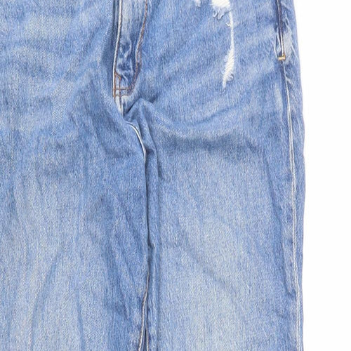 Zara Womens Blue Cotton Straight Jeans Size 10 L25 in Regular Zip