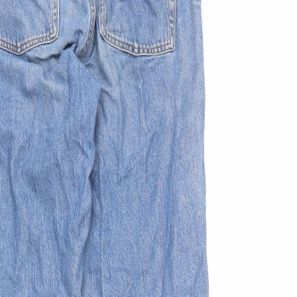 Zara Womens Blue Cotton Straight Jeans Size 10 L25 in Regular Zip