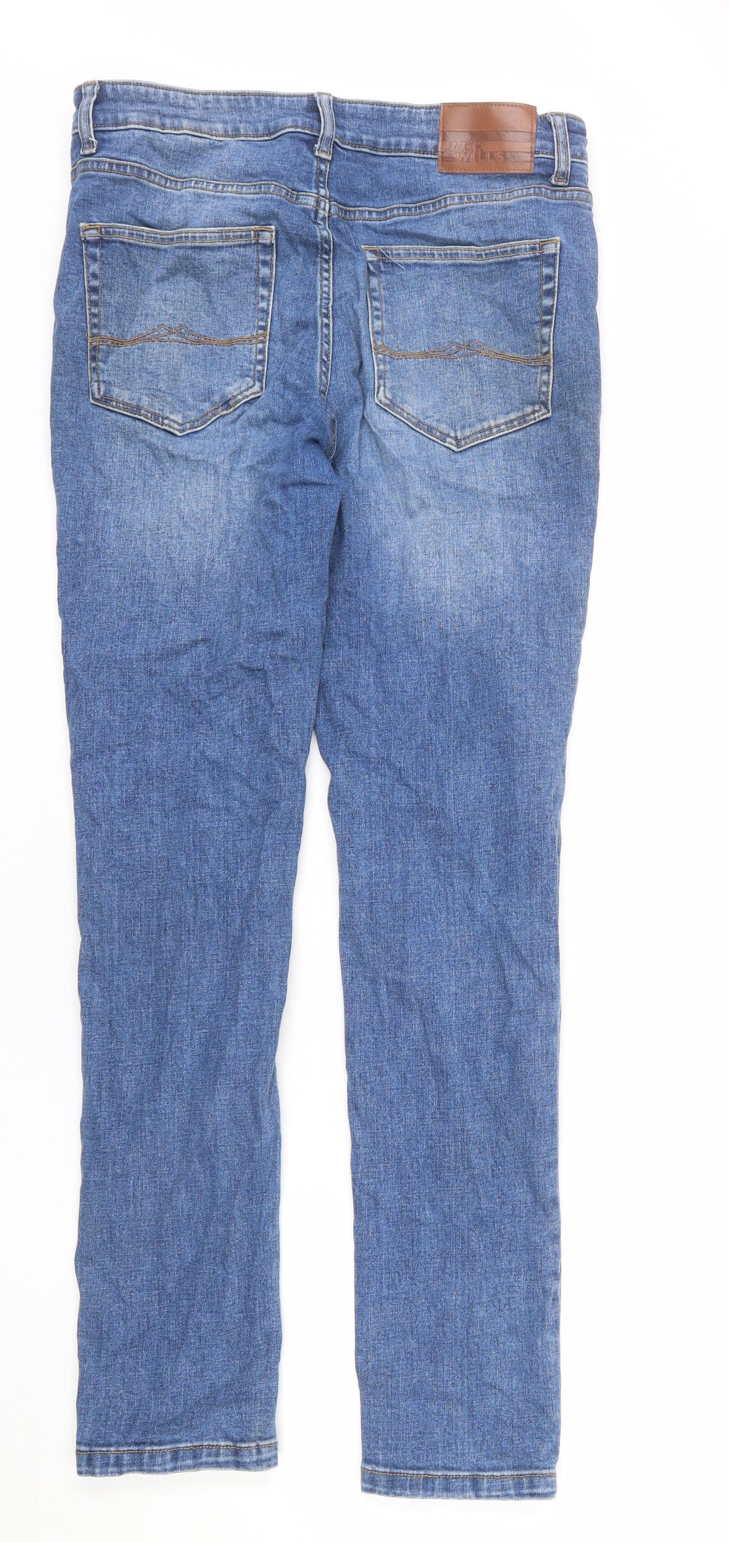Jack Wills Mens Blue Cotton Skinny Jeans Size 32 in L31 in Regular Zip
