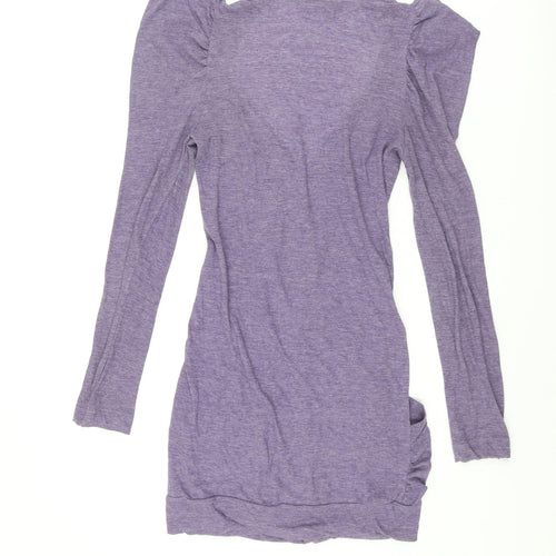Miss Selfridge Womens Purple V-Neck Viscose Cardigan Jumper Size 8 - Frill
