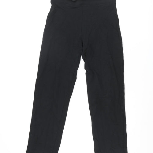 Marks and Spencer Womens Black Polyester Trousers Size 14 L30 in Regular - Elasticated Waist