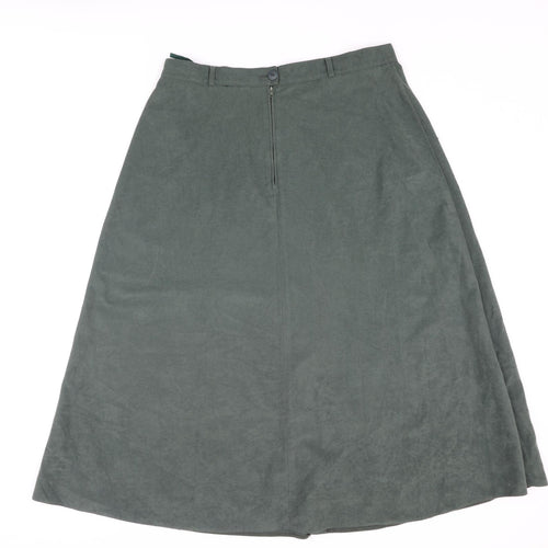 C&A Womens Green Polyester A-Line Skirt Size 18 Zip - Button