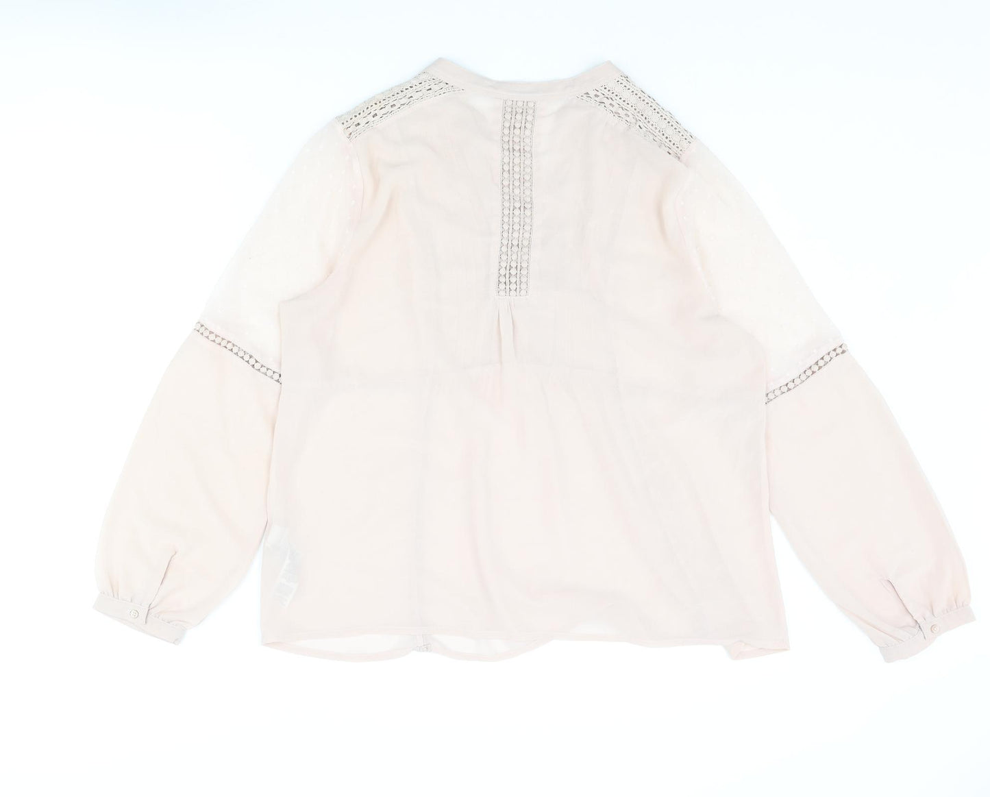 Indigo Womens Pink Polyester Basic Blouse Size 16 V-Neck - Lace Trim