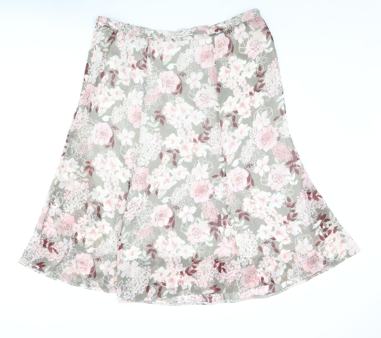 Debenhams Womens Multicoloured Floral Polyester Flare Skirt Size 18 Zip