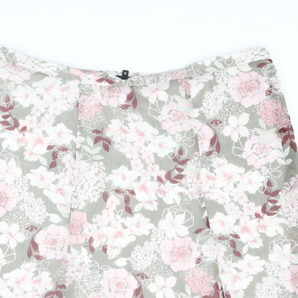 Debenhams Womens Multicoloured Floral Polyester Flare Skirt Size 18 Zip