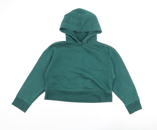 Zara Womens Green Cotton Pullover Hoodie Size S Pullover - Cropped