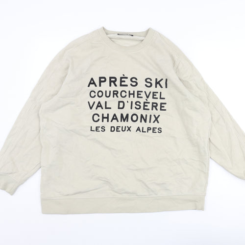 Marks and Spencer Mens Beige Cotton Pullover Sweatshirt Size M - Après Ski France