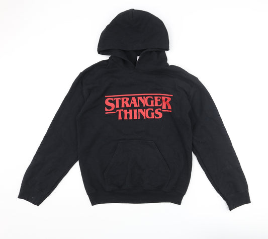 Stranger Things Mens Black Cotton Pullover Hoodie Size S - Stranger Things Logo