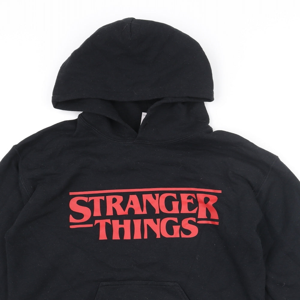 Stranger Things Mens Black Cotton Pullover Hoodie Size S - Stranger Things Logo