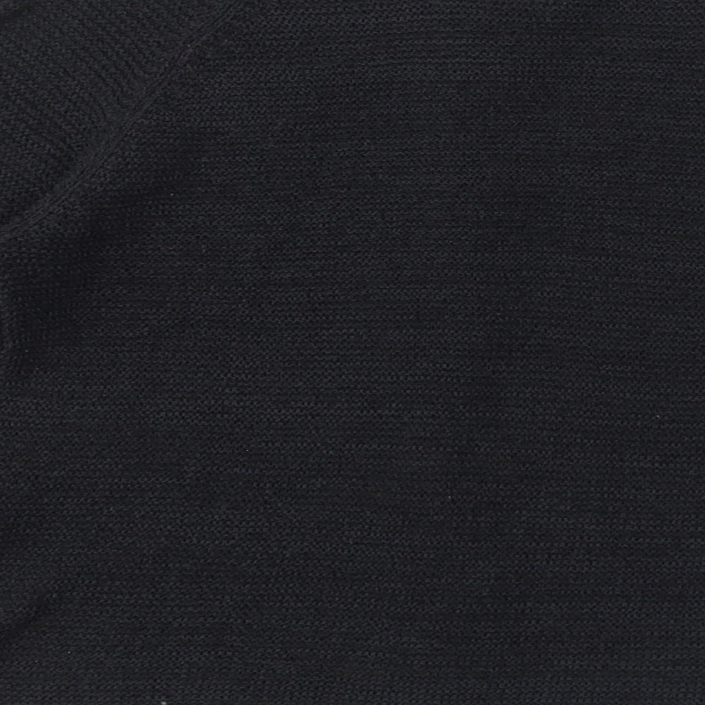 Zara Womens Black V-Neck Acrylic Cardigan Jumper Size 8