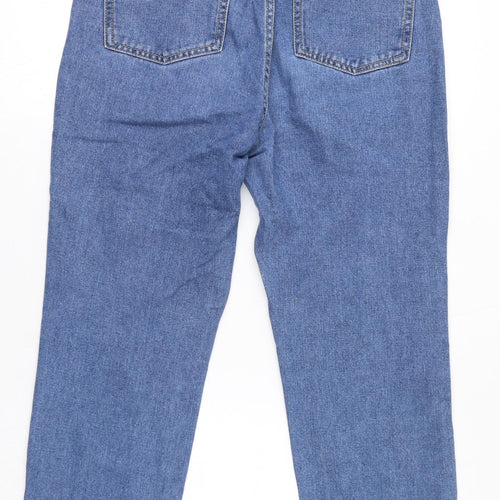 Redial Womens Blue Cotton Mom Jeans Size 10 L26 in Regular Zip - Distressed Hem, Tie
