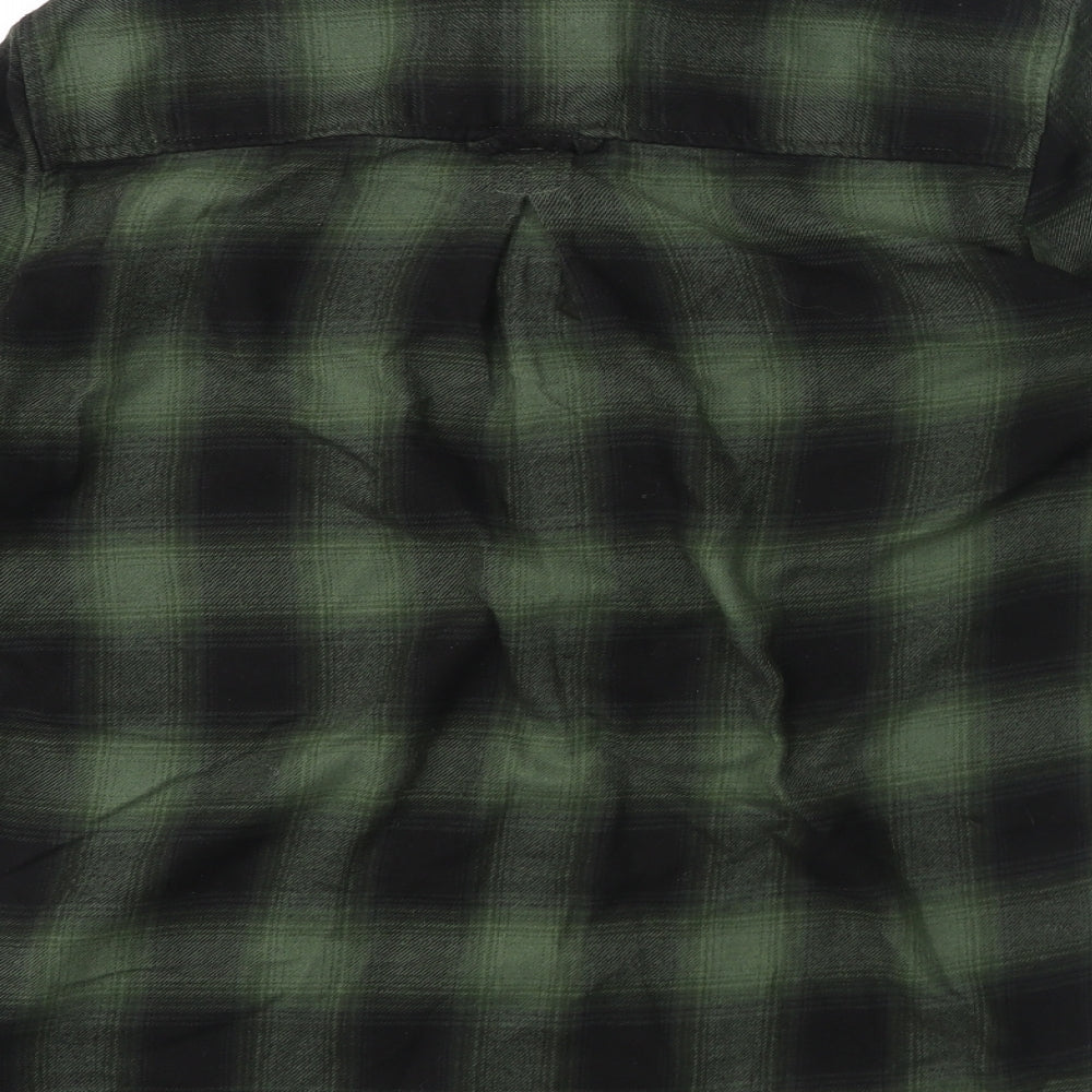 American Eagle Outfitters Womens Green Plaid Viscose Basic Button-Up Size XS Collared