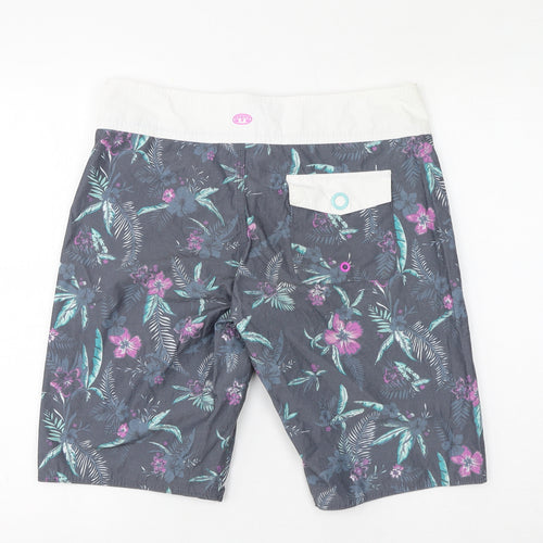 Animal Womens Grey Floral Polyester Sweat Shorts Size 10 L20 in Regular Drawstring