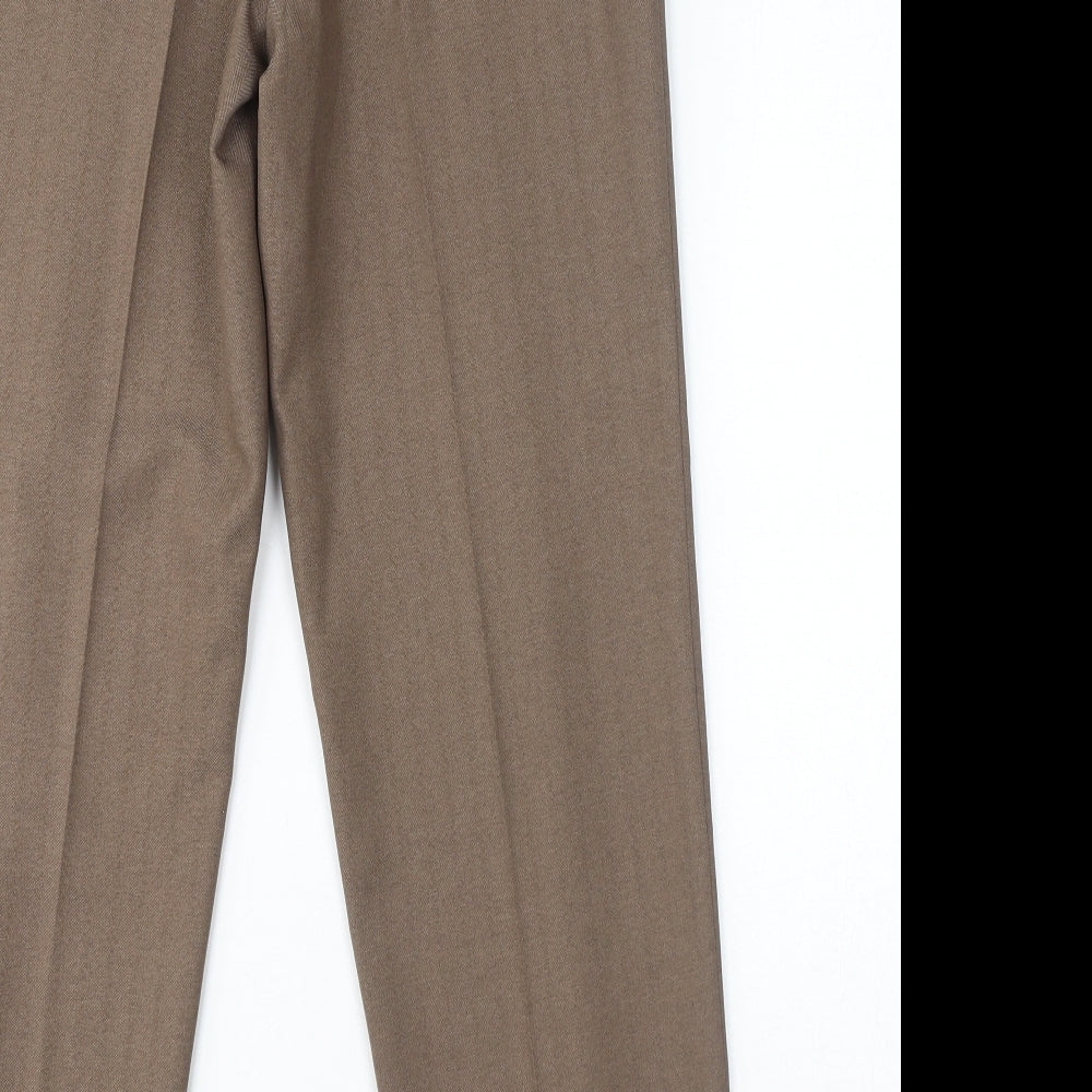 Marks and Spencer Womens Brown Polyester Trousers Size 10 L29 in Regular