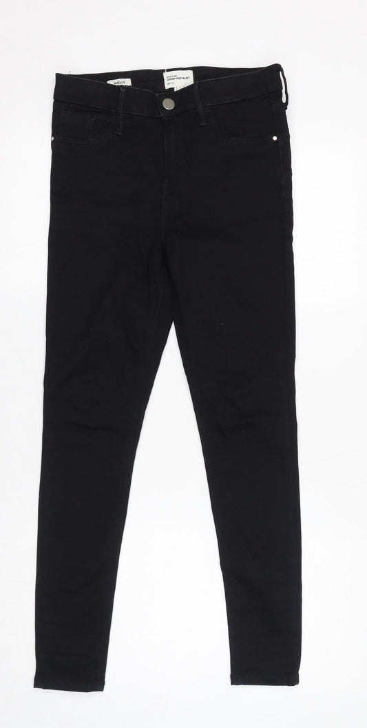 River Island Womens Black Cotton Skinny Jeans Size 10 L27 in Regular Zip