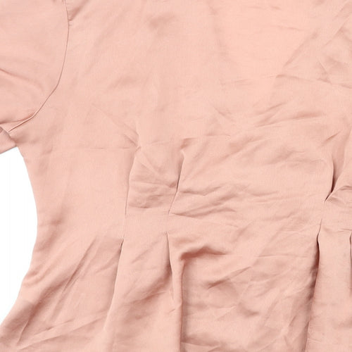 Topshop Womens Pink Polyester Basic Blouse Size 12 V-Neck