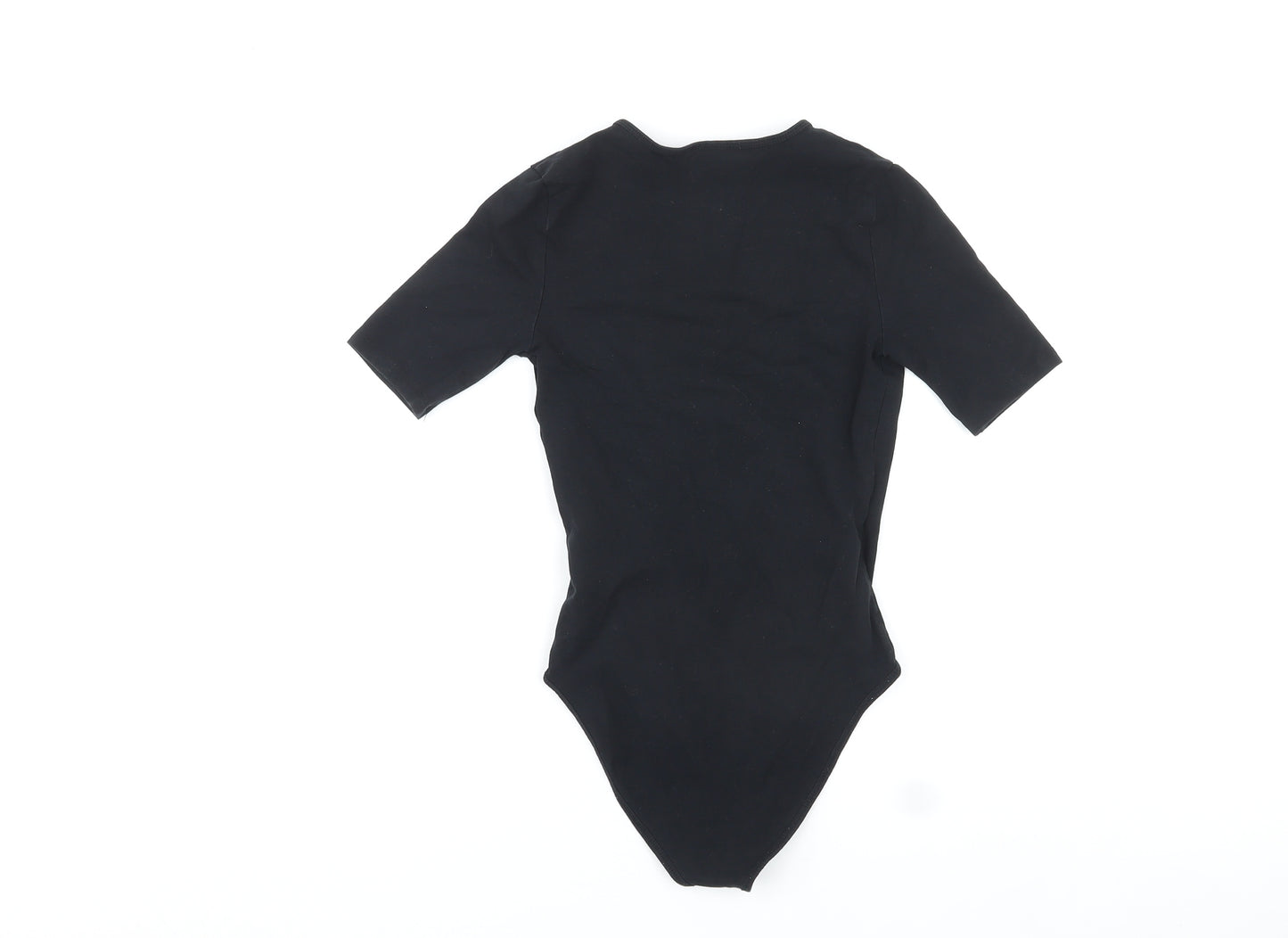 Topshop Womens Black Cotton Bodysuit One-Piece Size 8 Snap