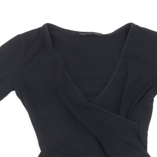 Topshop Womens Black Cotton Bodysuit One-Piece Size 8 Snap