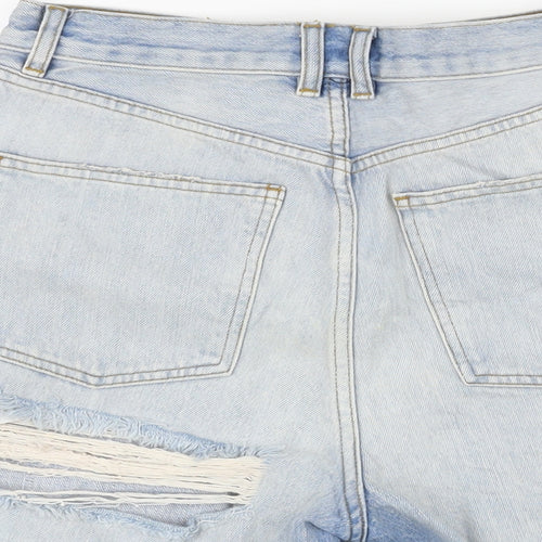ASOS Womens Blue Cotton Hot Pants Shorts Size 10 L4 in Regular Zip - Distressed