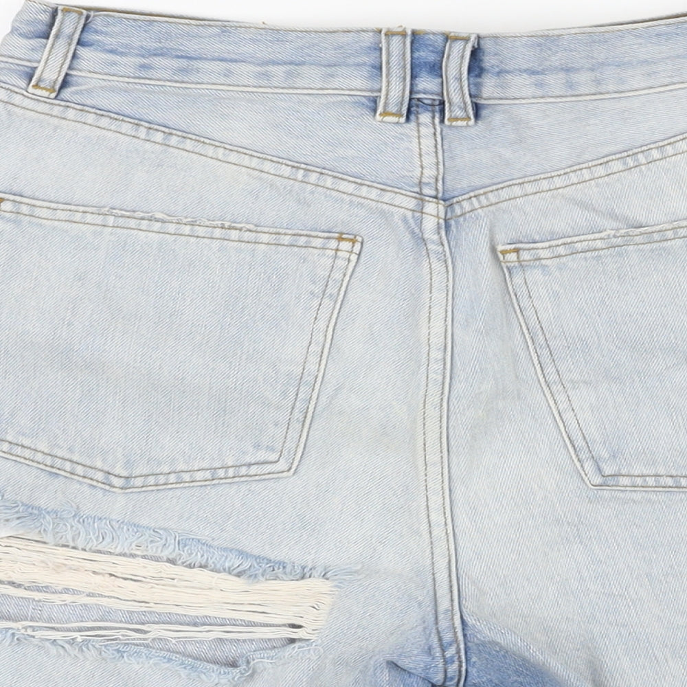 ASOS Womens Blue Cotton Hot Pants Shorts Size 10 L4 in Regular Zip - Distressed
