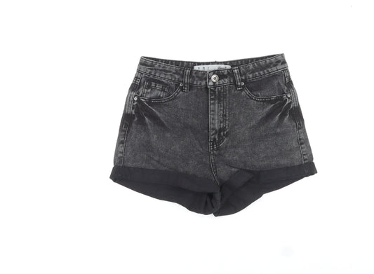 Denim & Co. Womens Black Cotton Hot Pants Shorts Size 10 L3 in Regular Zip