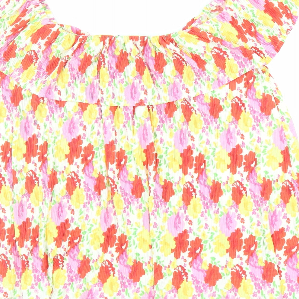 Poetic Gem Womens Multicoloured Geometric Polyester Basic Blouse Size 12 Boat Neck
